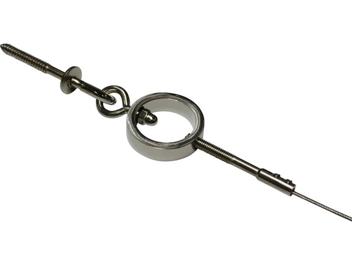 Seilspanngarnitur GARDINIA Ring Gr. 1, grau (chromfarben), L:500cm, Metall, Gardinenbefestigungen, Seilspanngarnitur, Nur auf festem Untergrund montieren