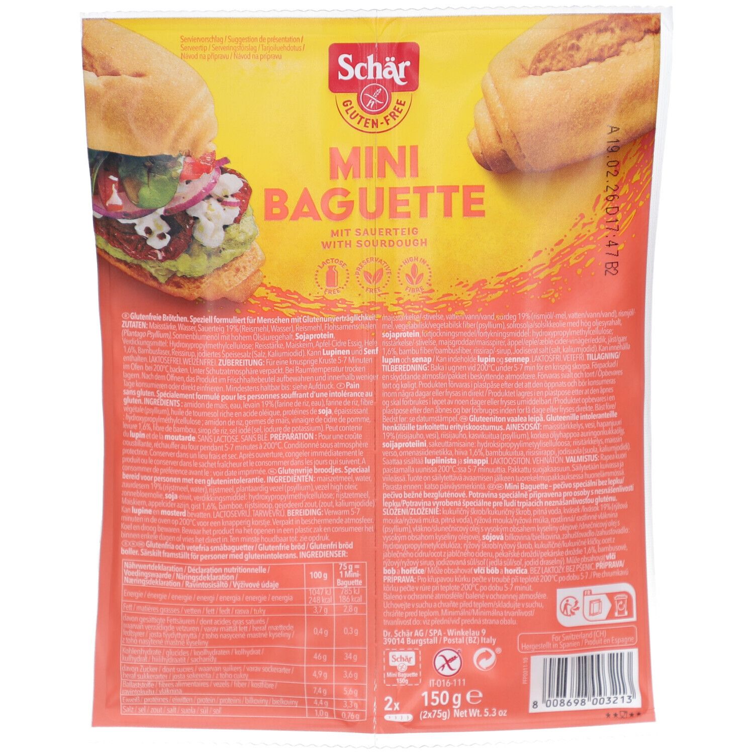 Schär Brood Mini Baguette ok Nlfrendeites 150 g Gebäck