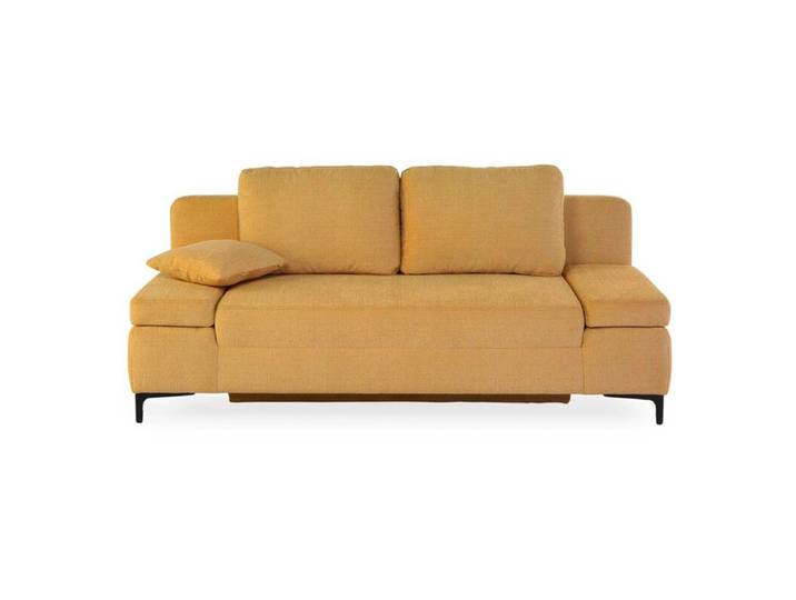 Trendstore Jeremo Schlafsofa mit Bettkasten - Chenille gelb manu