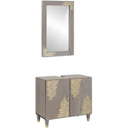 vidaXL Badezimmermöbel Set Wandmontiert 2 pcs Grau 62 x 33 x 58 cm
