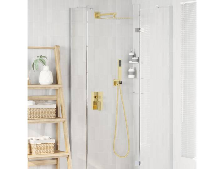 vidaXL Verborgenes Duschsystem (Quadrat) Gold Edelstahl 201