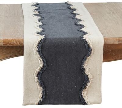 Saro Lifestyle "Squiggle Fringed Table Runner - 16""x72"""