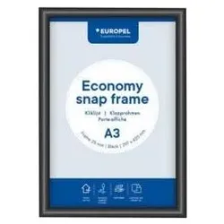 Europel, Prospektständer, Plakatrahmen Economy, DIN A3, 25 mm, schwarz aus eloxiertem Aluminium, abgerundetes Rahmenprofil 25 (A3)