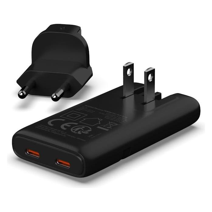Patona GaN Flat PD 65W 2x USB-C Black (65 W, 2 Ports) (2596)