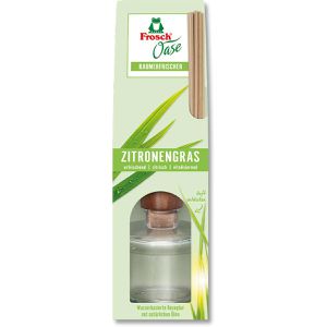 Frosch Raumduft Oase, mit natürlichen Ölen, 90ml, Starter Set, mit Stäbchen, Zitronengras