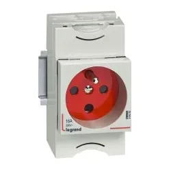 Legrand 004282 Verteilereinbausteckdose, Franz. Standard, 10/16A 250 VAC, 2p+E, mit Cod., 2,5TE
