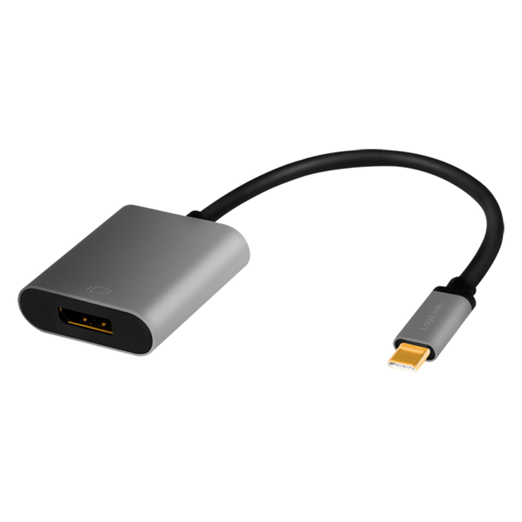 LogiLink CUA0102 USB 3.2 Gen 1 Adapter C/M to DP/F, 4K/60 Hz, alu, black/grey, 0.15 m (12899)