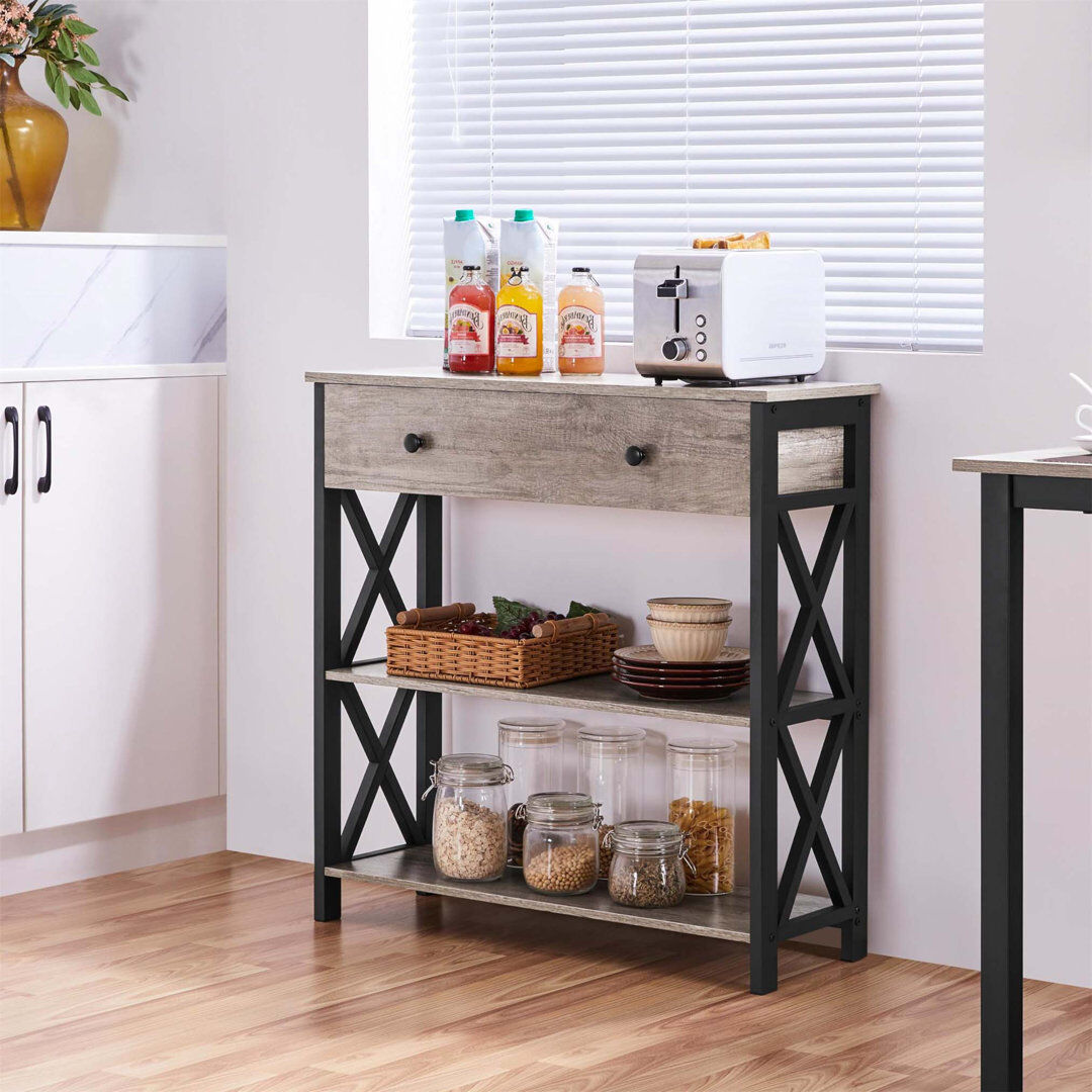 Borough Wharf Annam Console Table Black/Grey 80cm H x 80cm W x 30cm D