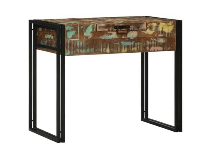 Xhnifbn Frisiertisch Massivholz Altholz Schminktisch Mehrfarbig 90 cm Industrielle Schlafzimmer-Kommode mit Spiegel und geräumigen Schubladen für Kosmetik im bunten Loft-Design.