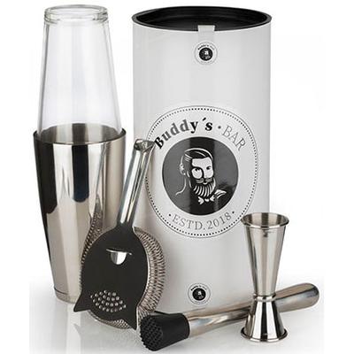 Cocktail-Set BUDDY'S "Buddy´s Bar - Boston", silber, B:9,5cm, Edelstahl, Glas, Cocktail-Sets, Cocktail-Set, 1 Barmaß, 1 Barsieb, 1 Boston Shaker, 1 Stößel