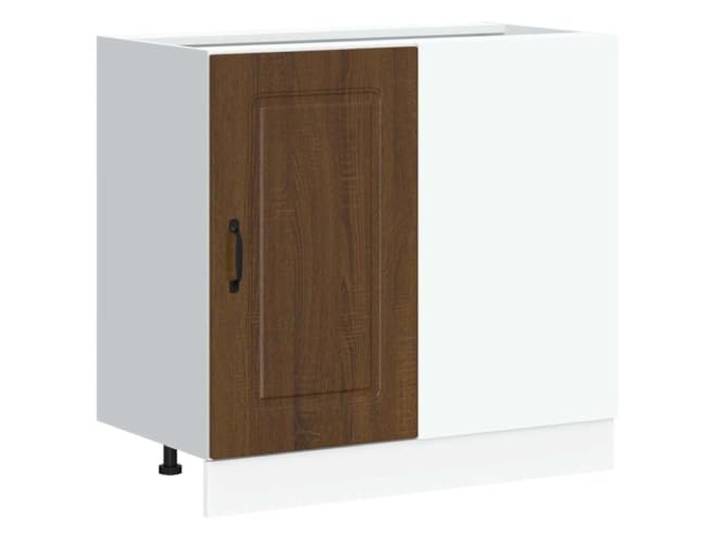 fsahslih Küchenunterschrank Kalmar Braun Eichen-Optik 86x46x81,5 cm Praktischer Beistellschrank für die Küche aus Holzwerkstoff mit verstellbaren Füßen und zwei geräumigen Fächern.