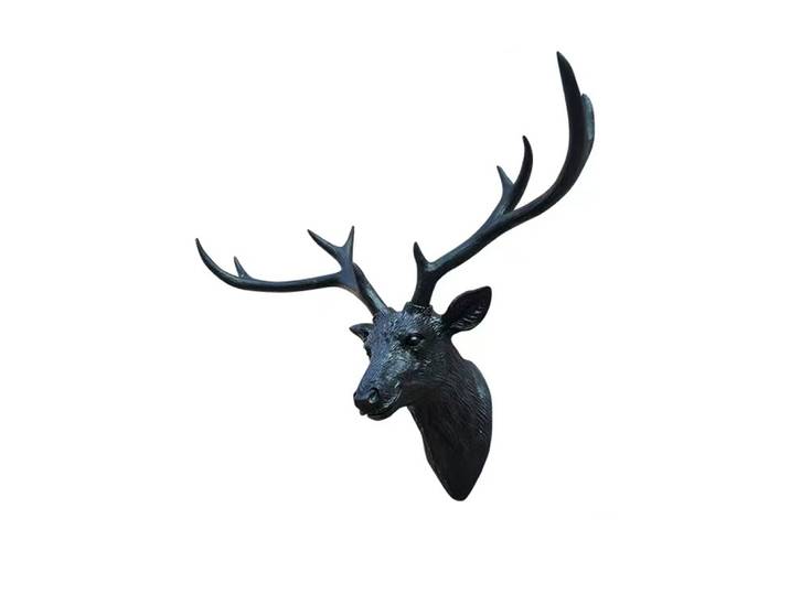 Tête de cerf en Faux taxidermie noire, décoration murale en forme d'animal, décor de ferme fait à la main, décoration murale rustique, bois de cerf