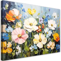 LEINWANDBILD Bunte Feldblumen Imitation von Farbe 60x40cm