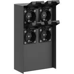 ledscom.de Garten Steckdosensäule POMI für außen, IP44, 4-fach, Edelstahl, anthrazit, eckig, 23 cm