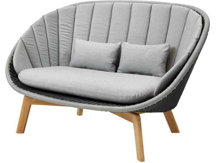 Zweier-Sofa Peacock Cane-line braun, Designer Johannes Foersom & Peter Hiort-Lorenzen, 151x94x95.5 cm