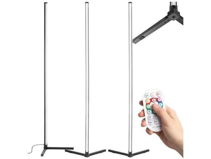tectake Led-Stehlampe Spectra, Innovativer Musik-Aktivierungsmodus, schwarz/weiß, Schwarz, Weiß, Metall, Freiform, LED integrated, 29.5x145x29.5 cm, Lampen & Leuchten, Innenbeleuchtung, Stehlampen