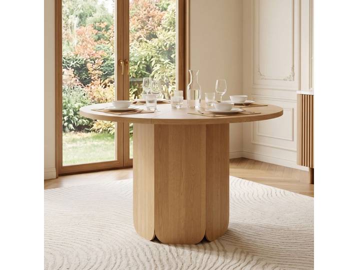Piaenon - Table à Manger Ronde 120x120x75cm 4-6 Personnes Style Scandinave Design Classique Chêne Sans Chaise - Bois
