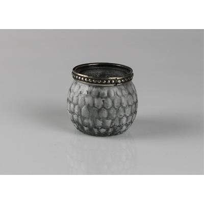 Teelichthalter AM DESIGN "aus Glas", silber (grau), B:6,5cm H:5,5cm, Glas, Kerzenhalter, Teelichthalter, 6er Set, BxH: 6,5x6,5 cm