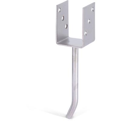 U-Pfostenträger ALBERTS, silber (silberfarben), B:7,1cm, Edelstahl, Bodenanker, mit Betonanker aus Rundstahl, Breite 71 mm, Länge Betonanker 200 mm