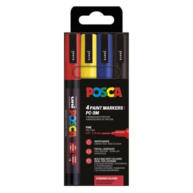 Posca PC-3M 4stk Basis Farver (1x) (401654)