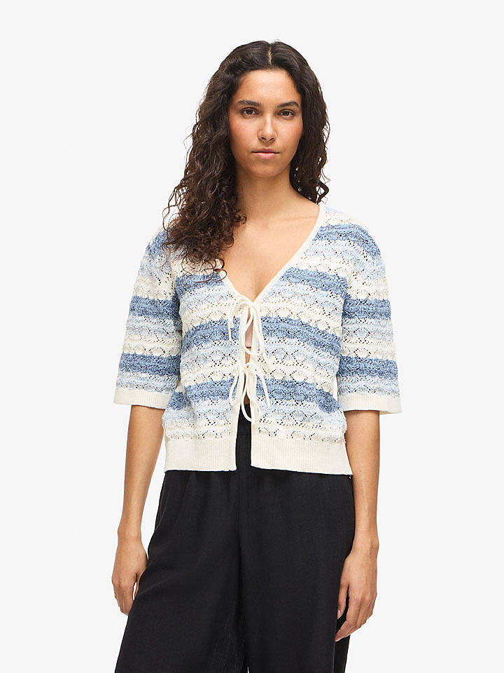 Noisy may Cardigan "Laika" in Weiß/ Blau - M