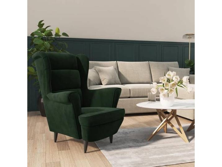 Fauteuil vert foncé - Dimensions L74x P84xH100 cm Fauteuil vert foncé velours 71852