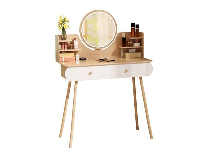 Coiffeuse avec Miroir - CURFAIR - Trois modes de réglage de la lumière - facile à monter - 80x40x120cm
