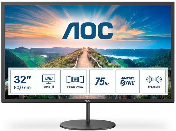 AOC Q32V4 32" QHD 2560x1440 IPS 75Hz Monitor with Speakers - Black