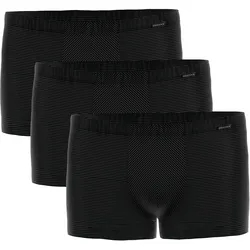 AMMANN Herren Boxershorts 3er Pack - Retro Short Cotton & More, Ton-in-Ton Streifen, Baumwollmischung Schwarz / L