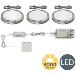 B.K.Licht, Möbelleuchte, LED Unterbauleuchten, alu, 3er-Set, 3xLED (170 lm)