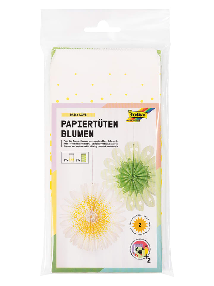 folia PAPER Bastelset "Papiertütenblumen: Daisy love" in Creme/ Grün - onesize
