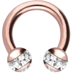 Chirurgenstahl Hufeisenring EPOXY-RING-KUGELN + KRISTALLE