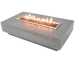 ELEMENTI Feuertisch HAMPTON Feuerstelle aus Beton - Komplett-Set, wetterbeständig, Hellgrau 142x81x35cm
