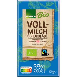 Edeka Tafelschokolade Vollmilchschokolade, BIO, 39% Kakaogehalt, Fairtrade, 100 g