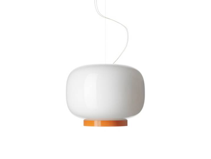 FOSCARINI lampe à suspension CHOUCHIN REVERSE à LED 1 (Blanc / orange - Peint verre soufflé)