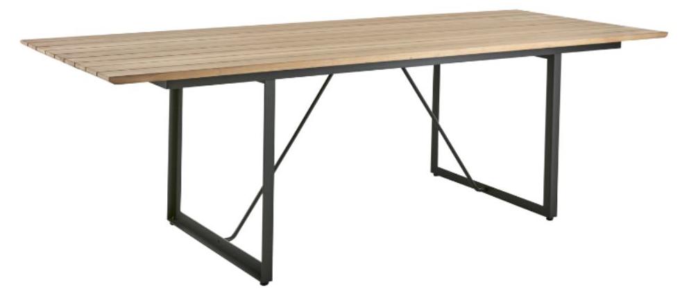 Esstisch Shad 90 x 73 x 240 cm Teakholz Aluminium Natur Schwarz