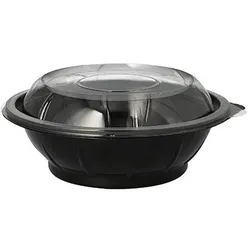 Starpak 25 Salatschalen, PET 600 ml Ø 16,6 cm · 5,9 cm schwarz `Snap It` mit Deckel R-PET glasklar