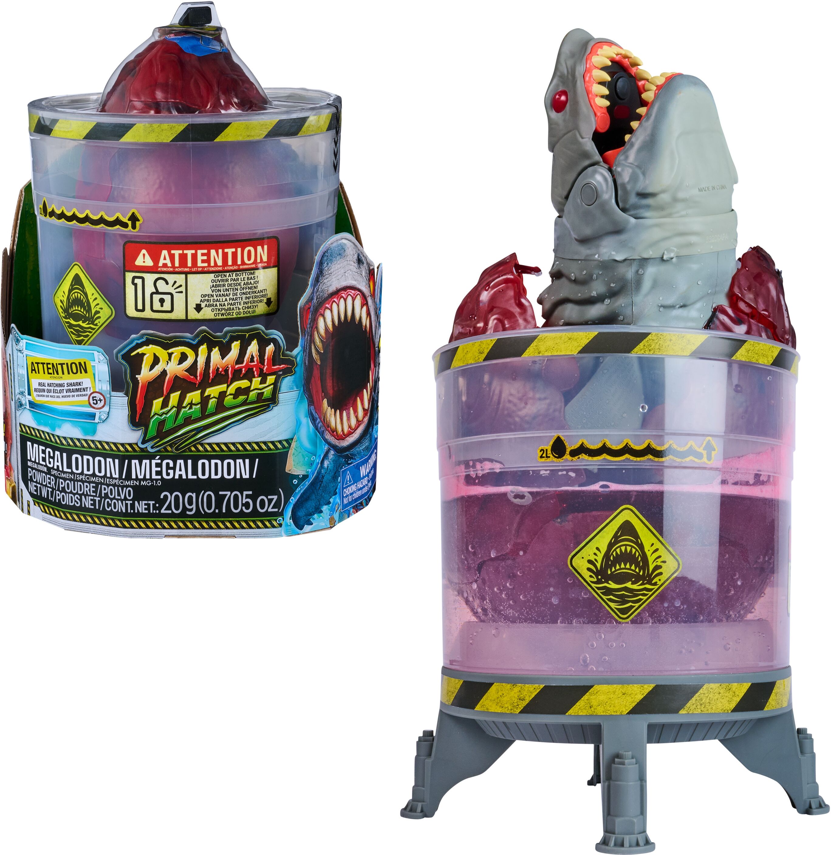 Spielfigur SPIN MASTER "Primal Hatch – Interaktiver Megalodon Hai im Ei", grau (bunt), Spielfiguren, Kinder, Spielfigur