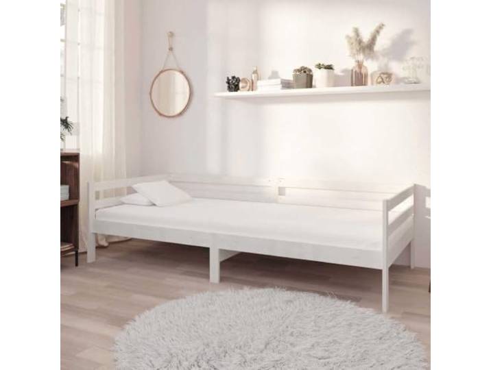 LPERTGFHU Tagesbett Massivholz Kiefer 90x200 cm Sofa Gästebett Weiß Robustes Lattenrost-Design, Vielseitig nutzbar, Zeitlose Optik