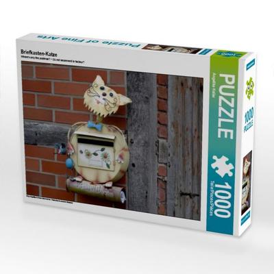 CALVENDO Puzzle Briefkasten-Katze | 1000 Teile Lege-Größe 64x48cm Foto-Puzzle für glückliche Stunden