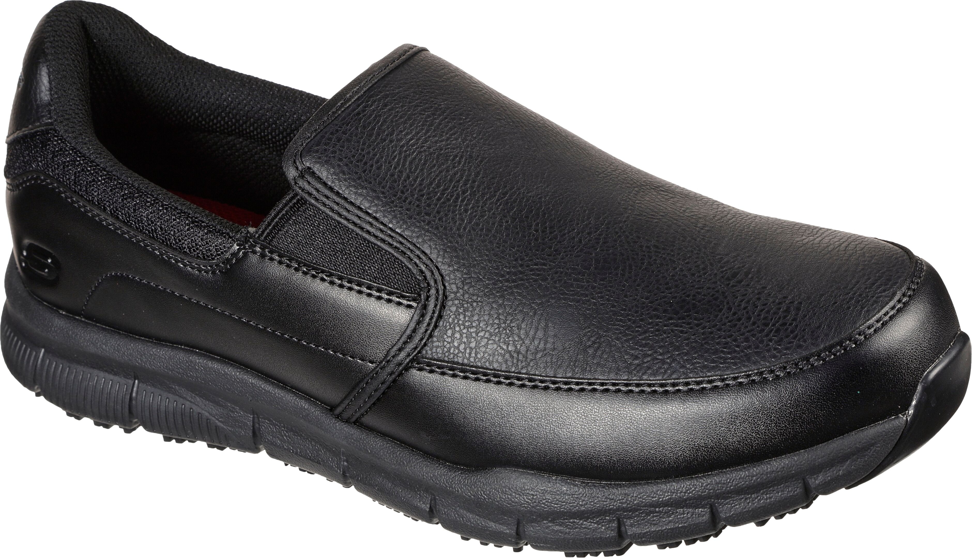 Berufsschuh SKECHERS "NAMPA-GROTON" Gr. 45, schwarz, 45, Lederimitat, Schuhe, Berufsschuh, Slipper für Gastronomie, Pflege, Krankenhaus mit Strecheinsätzen schwarz 45
