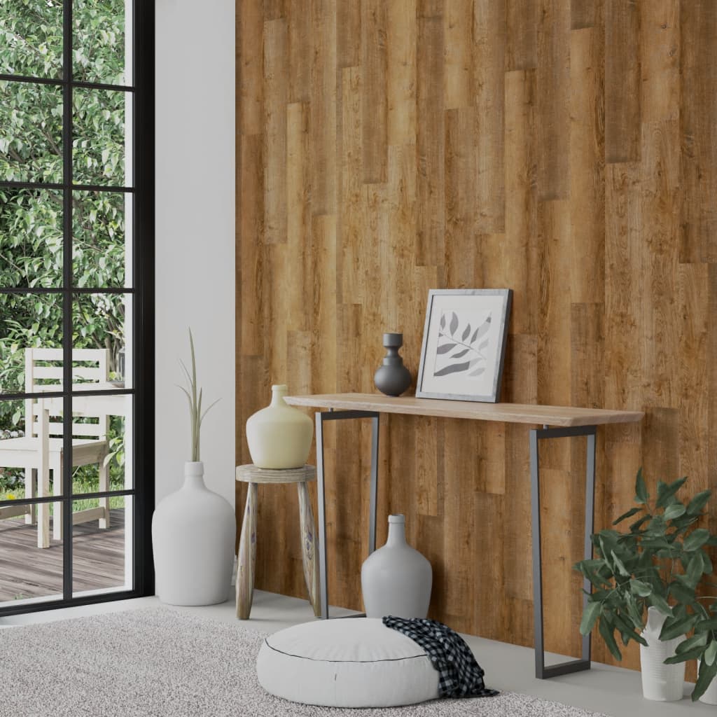 vidaXL Panneaux muraux Aspect bois Marron PVC 2,06 m²