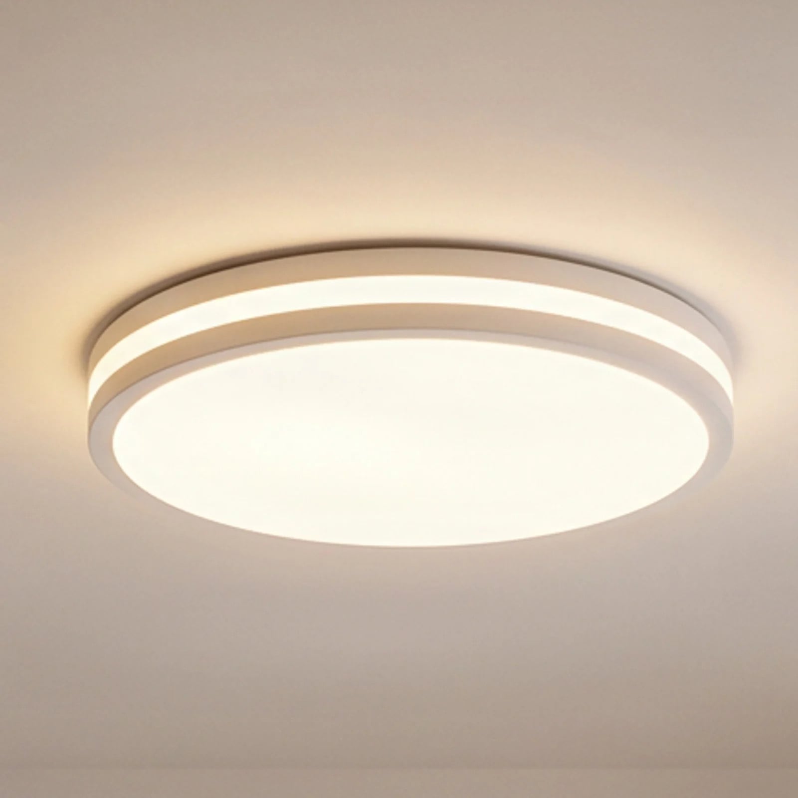 Lindby Arnim LED-plafondlamp wit, dimbaar met afstandsbediening, modern en rond, IP44 voor badkamer