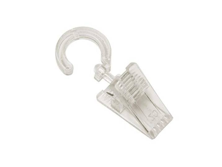 GARDINIA Haken mit Klammer für Gardinenringe Ø 28 mm, 6 Stück, Kunststoff, Transparent, Nicht Zutreffend, 164