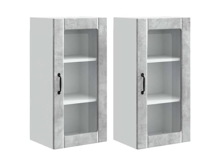 IBUQDDV Wandglas-Schrank Porto 2 STK. Beton Grau Holzwerkstoff Wandmontage,geräumige Fächer,Regalböden,klare Linien,Innenbereich,Vorratsraum,Kochgeschirr,Gewürze