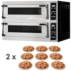 Pizzaofen Virtuoso Vollschamott digital - 2 Kammern 2 x  9 Pizzen Ø 350 mm