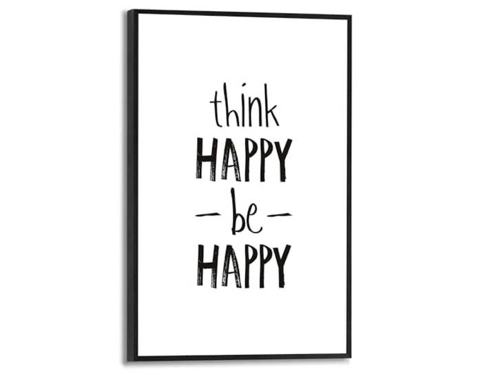 REINDERS Gerahmtes Bild, Think happy, be happy, Schlafzimmer, Poster, Wanddeko, Room Decor, MDF, Schwarz-Weiß, 30 x 20