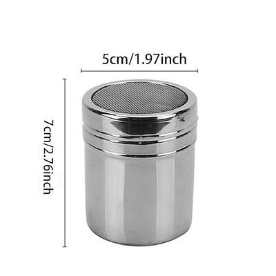 Puderzuckerstreuer, Edelstahl-Pulverstreuer, Feinsieb-Pulverstreuer, Pulverdosen mit Deckel, Mehlspender für Kakaopulver, Backzubehör, Küchenutensilien