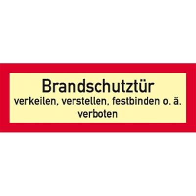 Aufkleber Brandschutztür verkeilen...verboten, Folie, nachleucht., 160-mcd, 210x74 mm