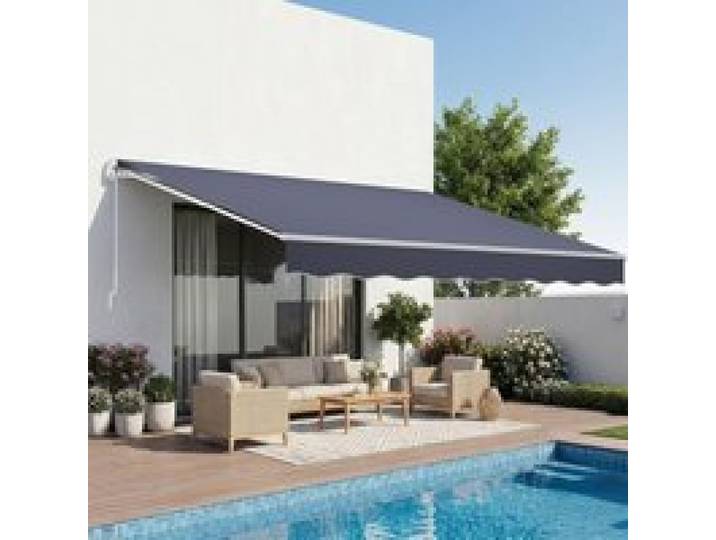 VEVOR Store Banne Manuel 400x300 cm Auvent Rétractable pour Terrasse et Balcon, Extérieur, Devantures de Cafés, de Restaurants, de Boutiques, avec Manivelle, Angle d'Inclinaison 45°-85°, Gris Foncé